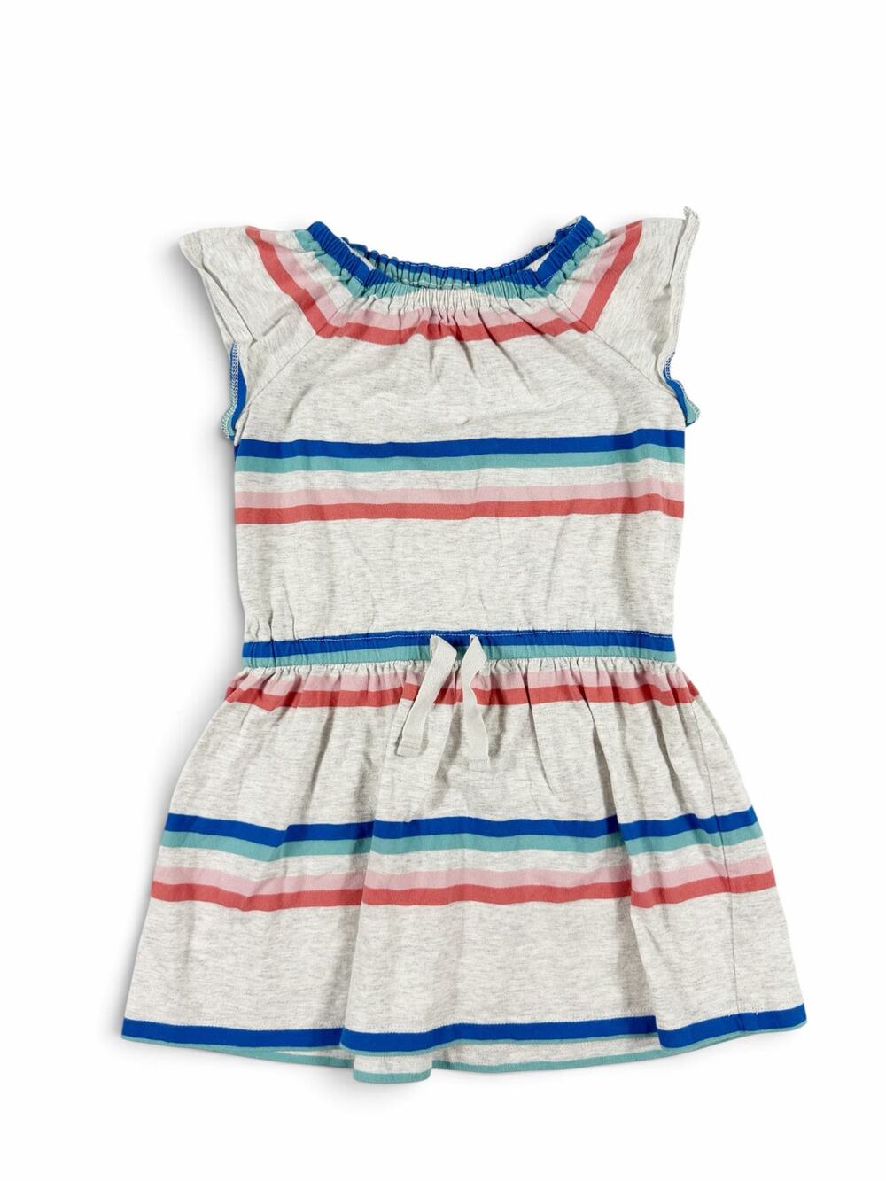 Tea Collection Girls Striped Flutter Sleeve Dress Blue Pink Size 4